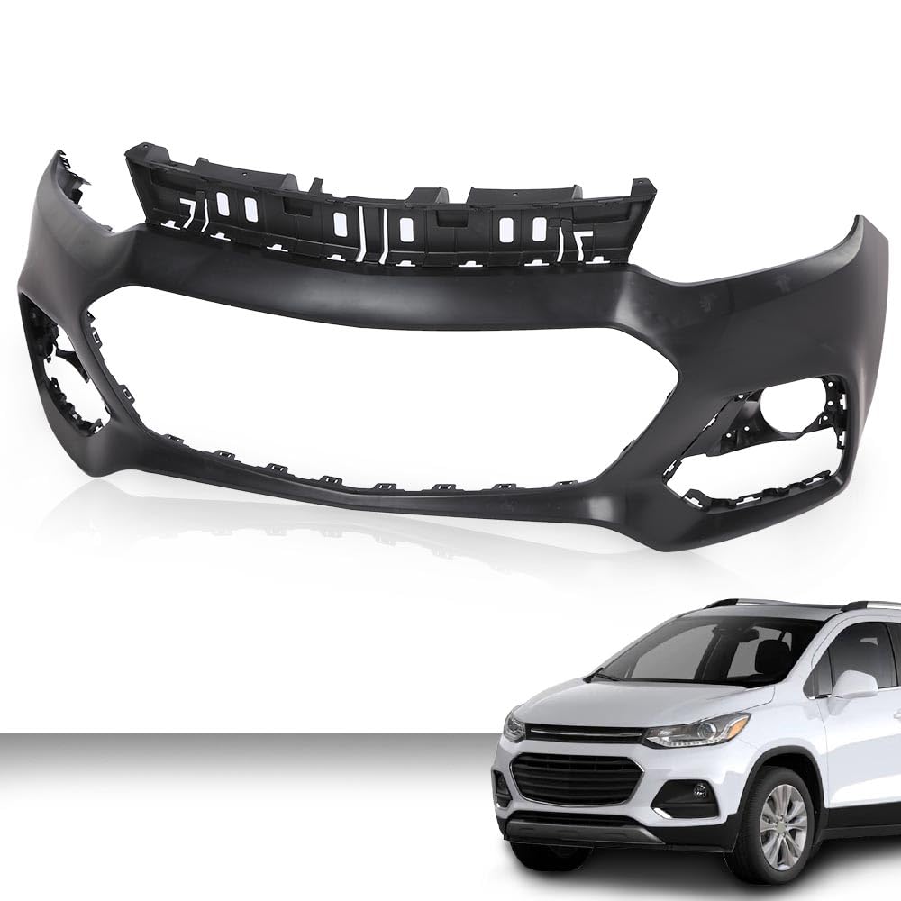 G-PLUS Upper Front Bumper Cover Primered Compatible with Chevy Trax 2017-2020 42537718 GM1014131 Black
