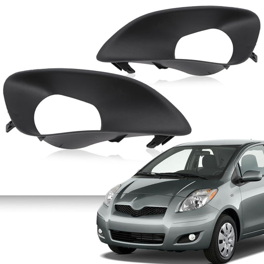 G-PLUS Front Bumper Fog Light Driving Lamp Cover Trim Compatible with Toyota Yaris Sedan 2007-2013/Fit Toyota Vios Limo (XP90) 2007-2013/Fit Belta 2006-2012 52127-0D190, 52128-0D090