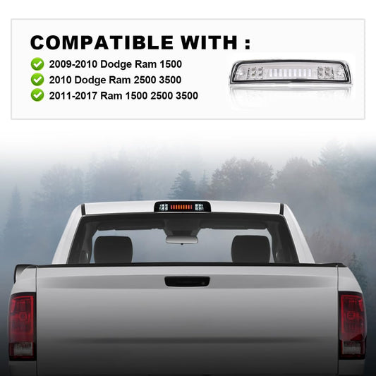 G-PLUS Truck Third 3rd Tail I Brake Light Cargo High Mount Stop Lamp Compatible With 2009-2010 Dodge Ram 1500 2010 Dodge Ram 2500 3500 2011-2017 Ram 1500 2500 3500