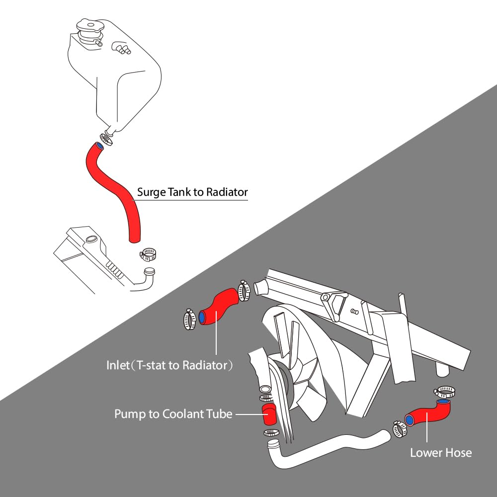 G-PLUS Red Radiator Hose Set Fit for HMMWV & Humvee 12339160 12339159 12339162 12340046