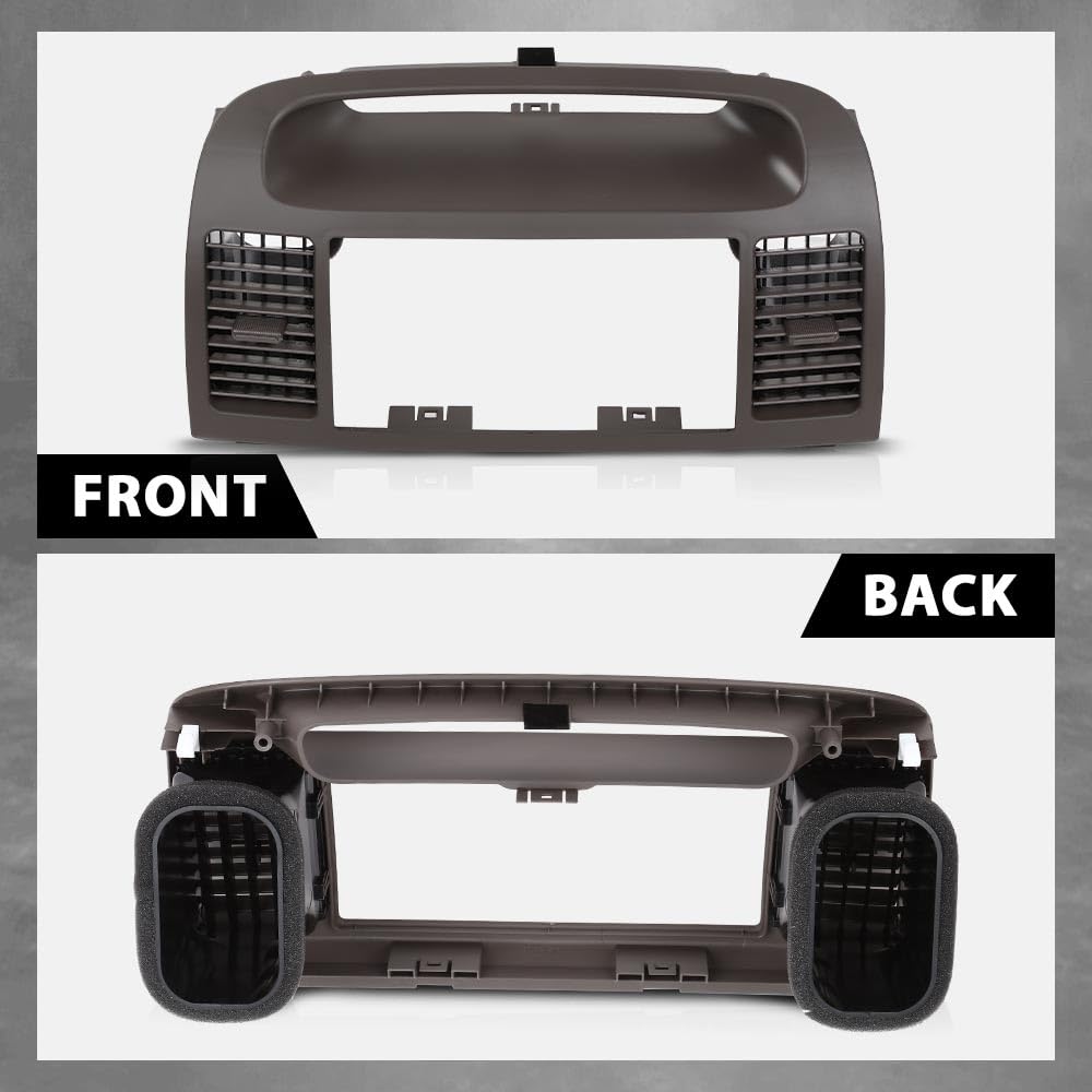 G-PLUS Center Dash Trim Radio Bezel w/Ac Air Vents Compatible with Toyota Camry 2002-2006 Dashboard Radio Panel (Brown ABS Plastic)