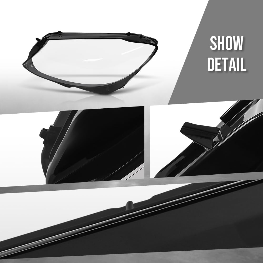 G-PLUS Headlight Lens Cover Compatible with Benz C-Class W205 2019-2020 Left & Right Front Headlamp Lens Cover Clear