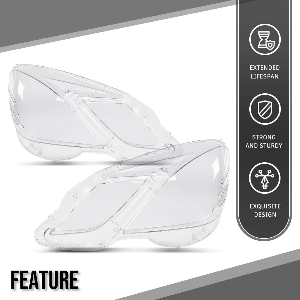 G-PLUS Headlight Lens Cover Compatible with Benz E-Class W212 E350 E500 E63 2009 2010 2011 2012 2013 (Only for 4-Door) Left & Right Side A2128209661, A2128209561 Front Headlamp Lens Cover Clear