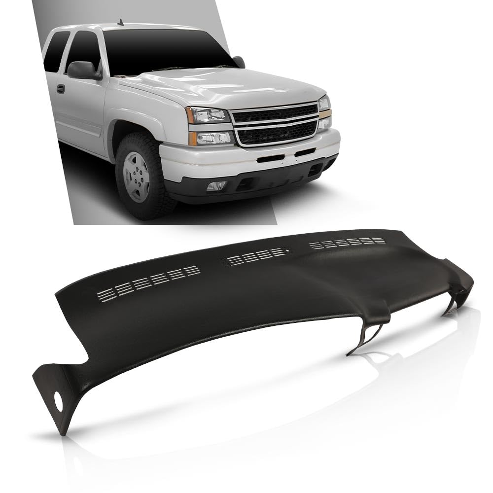 G-PLUS TPE Dashboard Dash Cover Molded Replacement Compatible with Chevy Silverado GMC Sierra 1500 2500 99-06/ Chevy Avalanche Suburban Tahoe GMC Yukon/XL 00-06, NOT Fit 2000 Denali Dash Board Black
