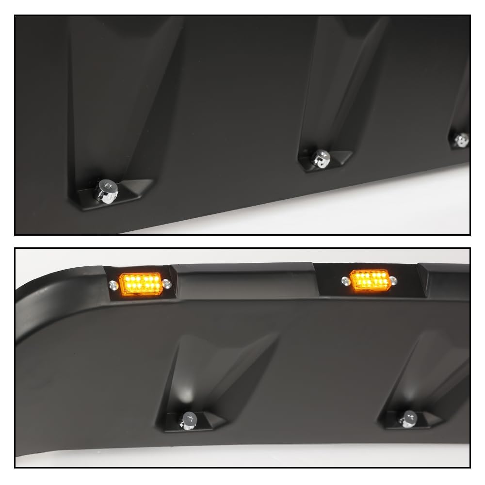 G-PLUS Fender Flares w/LED Side Maker Compatible with Jeep JK Wrangler 2/4 Door Model 2007-2018 Smooth Pocket Riveted 4 PCS Black