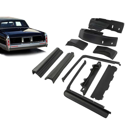 G-PLUS Bumper Fillers 10PCS for Cadillac Deville Fleetwood Brougham 1980-1992 Fiberglass Black Front View