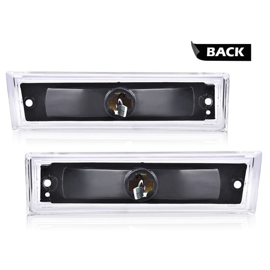 G-PLUS Lens Amber LED Front Side Marker Light White Compatible with 81-91 Chevy C10 C20 C30 GMC GM2550115, GM2551107