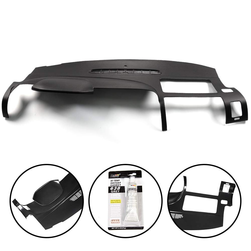 G-PLUS TPE Dash Cover Compatible with Chevy Silverado (LS, LT, WT, Base)/ GMC Sierra (SL, SLE, WT, Base) 2007-2013 Black
