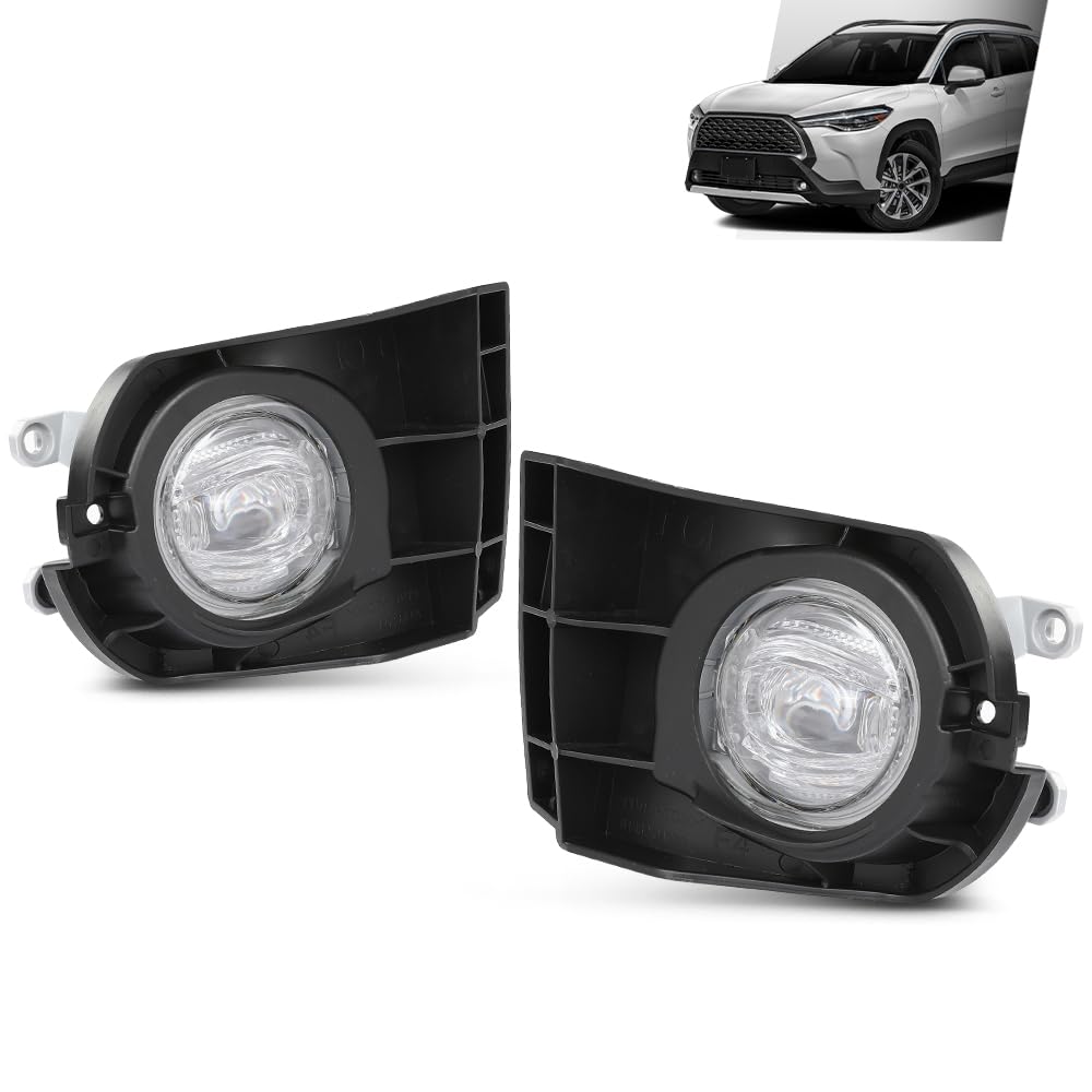 G-PLIS Front Bumper Fog Light with Bracket Left and Right Side Pair Compatible with Toyota Corolla Cross XLE & XLE Hybrid 2022-2024 81210 12240, 116-10303R, TO1038252, TO2592142, TO1039252 Black