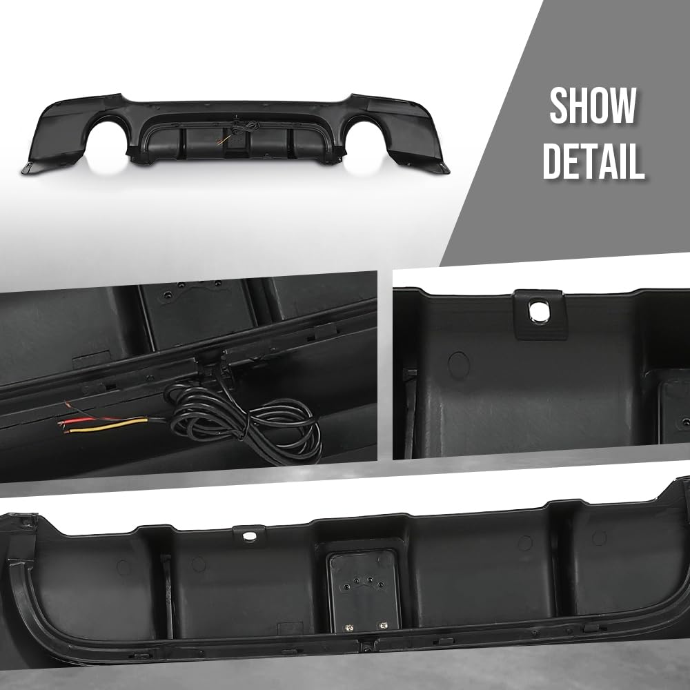 G-PLUS Rear Diffuser Compatible with BMW 3 Series E92 Coupe 2 Door M-Tech Bumper 2007-2013 Not Fit E90, E91 and Regular Bumper Model Rear Bumper Diffuser Lip Glossy Black