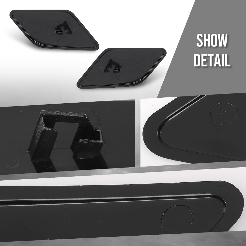 G-PLUS Left Right Headlight Washer Cover Pair Compatible with Volvo S40 V50 2008-2012 39886377, 39886397 Glossy Black