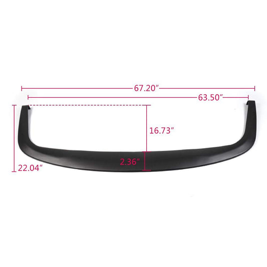 Universal Fit CS Style PP Front Bumper Add on Lip Flat Splitter Plate Under Panel Unpainted Black Spoiler Splitter Valance Chin Bodykit - 67" L x 22" D