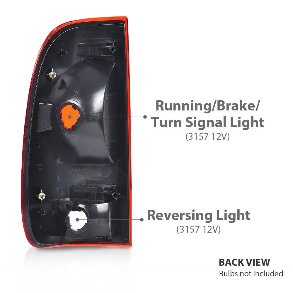 G-PLUS Red Tail Light w/o Bulbs & Wire Harness Passenger Side Compatible with Ford F150 Stepside 1997-2004/Fit F250 F350 F450 F550 Super Duty 1999-2007 F85Z13404CA, FO2801117 FO2800117 Red