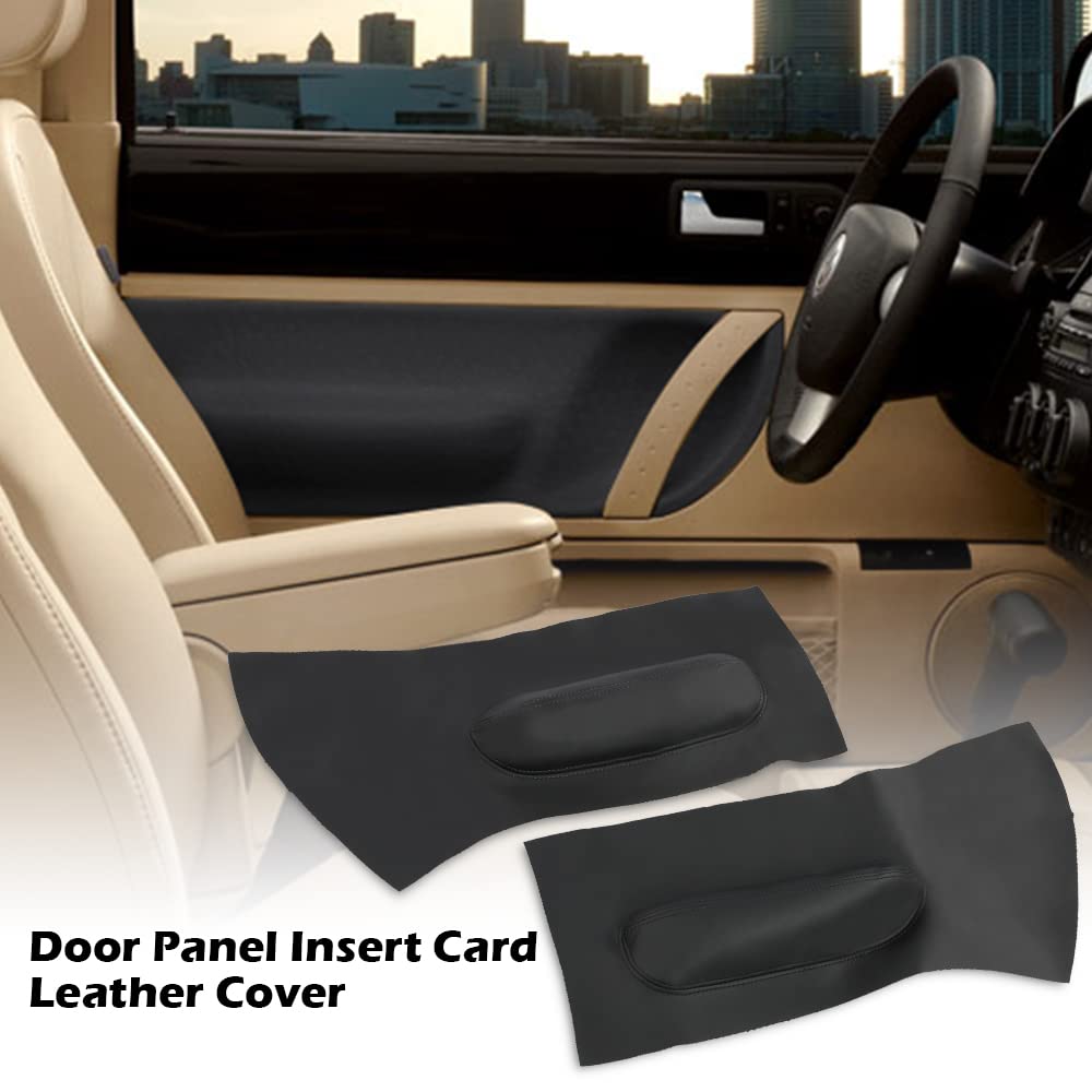 G-PLUS Door Panel Insert Card Leather Cover Compatible with 1998-2010 VW Beetle 2Pcs Black