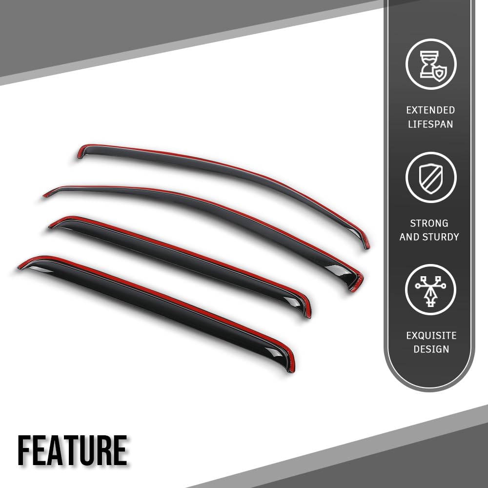 G-PLUS in-Channel Auto Vent Window Visor 4pcs Compatible with Toyota Tacoma Double Cab 2005-2015 Not Fit Access Cab in-Channel Rain Guards Smoke