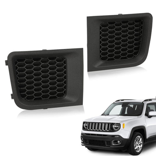 G-PLUS Bumper Cover Grille Compatible With 2015-2017 Jeep Renegade,Black Front Lower Bumper Grille Bezel Left and Right Side Pair