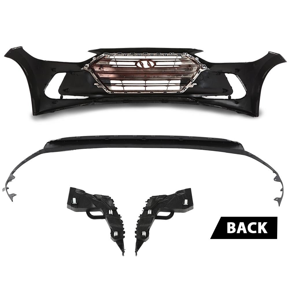 G-PLUS Front Bumper Cover Grille Set Compatible with Hyundai Elantra 2017-2018