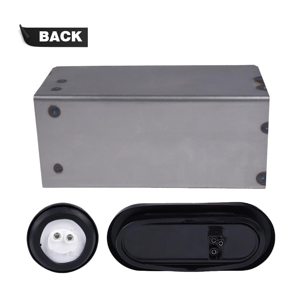 G-PLUS LED Trailer Steel Box Kit, Compatible with Trailer/Truck W/ 6" Oval Tail Light & 2" Marker Lamp Clear Lens Luces TraserasAssembly