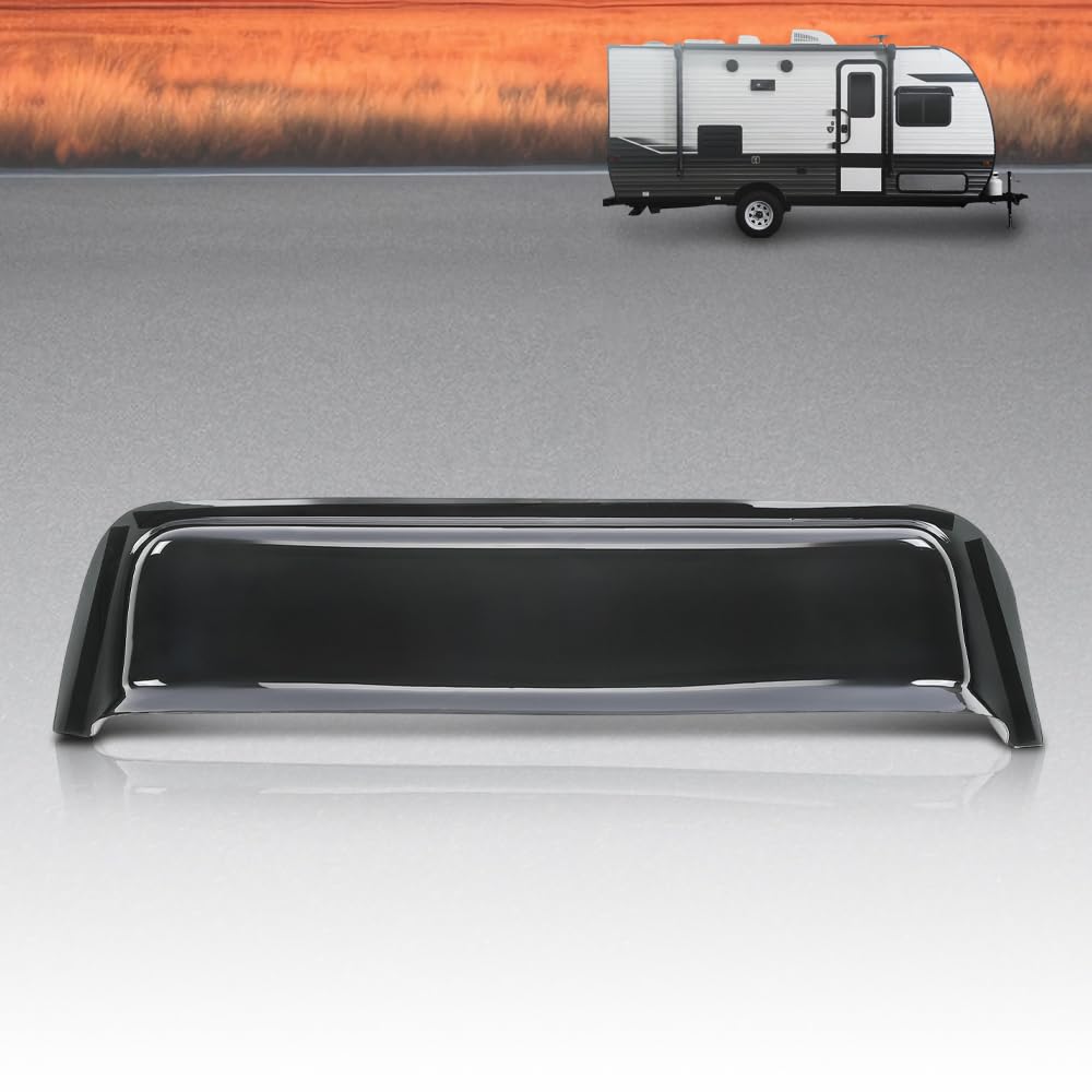 G-PLUS Window Deflector and Sun Visor Compatible with All Flat Sided Recreational Vehicle(12-17 Inch Wide Window) Impact-Resistant Smoky