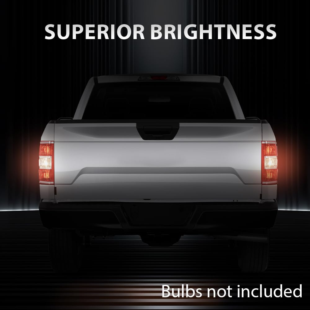 G-PLUS Rear Tail Light Compatible with 2018 2019 2020 Ford F150,Left Driver Tail Lamp W/o Bulbs & Wiring Harness,Red Lens Chrome Housing Luces Traseras JL3Z13404H, FO2801265 Rear Brake Lamps Assembly