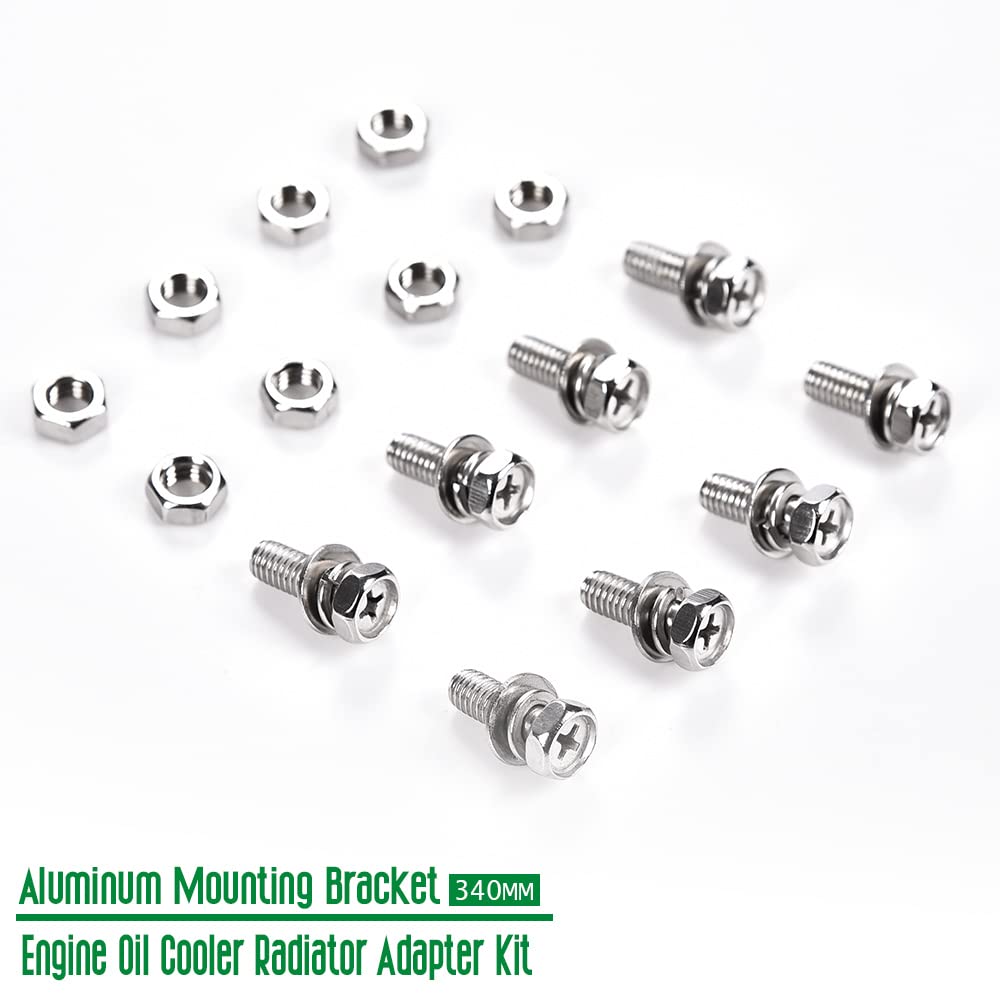 G-PLUS Universal Oil Cooler Radiator Adapter Kit Compatible With Universal 340MM Aluminum Engine Mounting Bracket Replacement (Long)