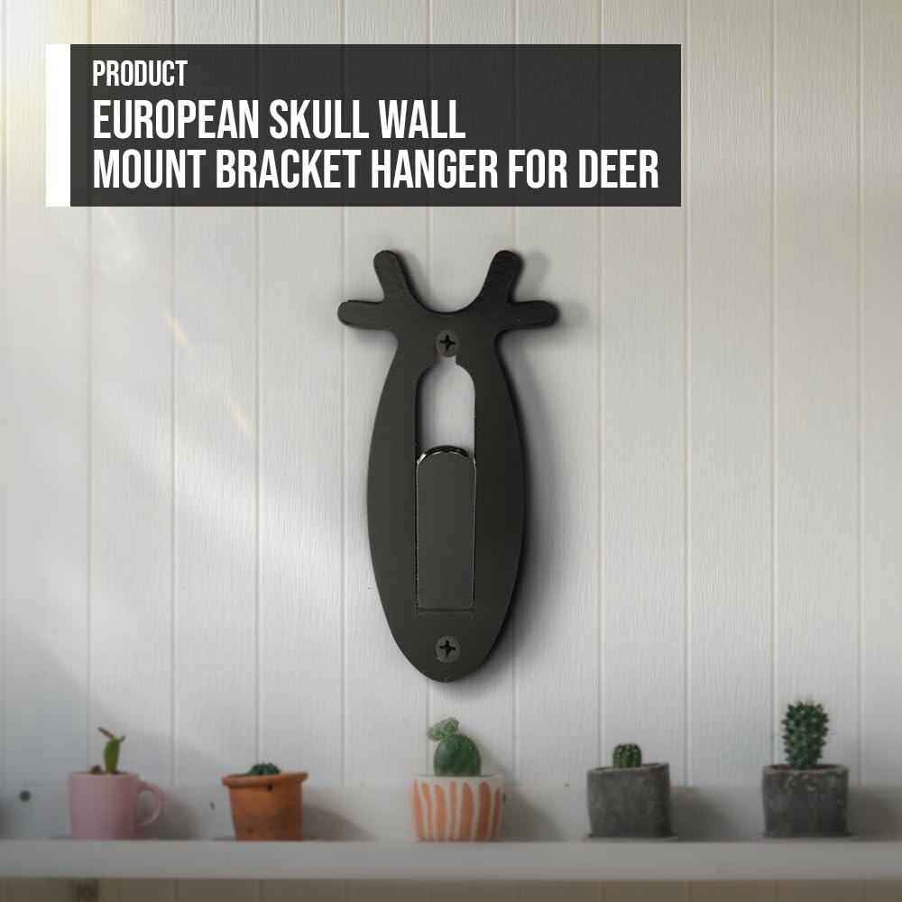 G-PLUS 5 Pack of Wall Hanger Hook European Antler Style Wall Mount Bracket for Hanging Mounting Deer, Antler S, Whitetail Deer, Mule Deer and Many Other Animals Living Room Bedroom Home Decor Black