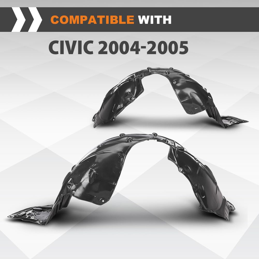 G-PLUS Front Left and Right Side Fender Liner Set Compatible with Honda Civic Hatchback Sport 2017-2019 2 PCS Black