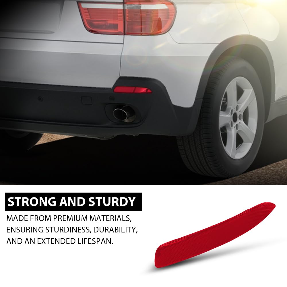 G-PLUS Rear Right Bumper Reflector, Compatible with BMW X5 E70 All Models 2007-2010, Fit BMW X5 E70 LCI/facelifted 2010-2013 (Only for M Sport Package), Passenger Side, 63217158950, 63147158950