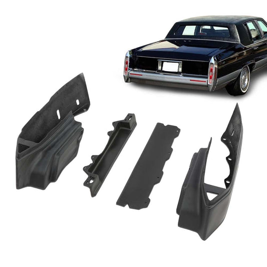 G-PLUS Rear Bumper Filler 4PCS for Cadillac Deville Fleetwood Brougham 1980-1992 Black Front View