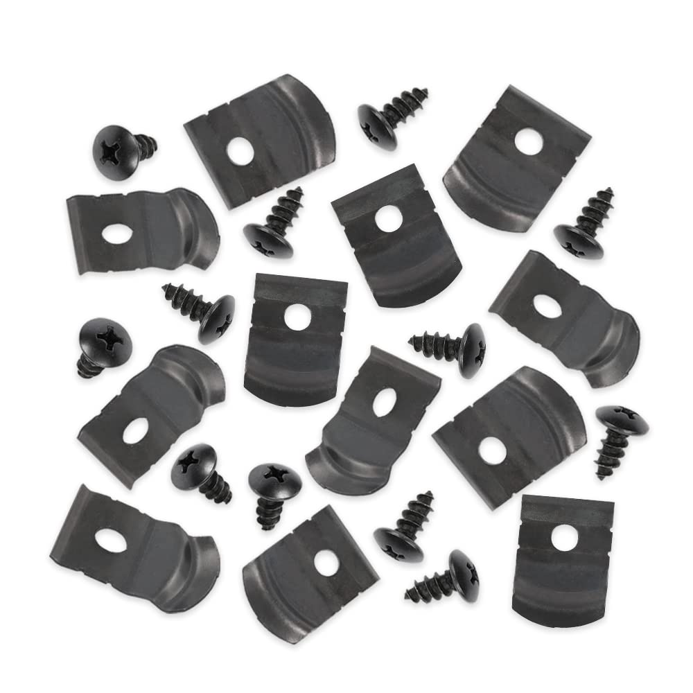 G-PLUS 1" Tall Rocker Molding Clips and Screw Set - 12 Pieces Compatible with GM Models Chevy 1962 1963 1964 1965 1966 1967 with Wide Style Rocker Panel Moldings
