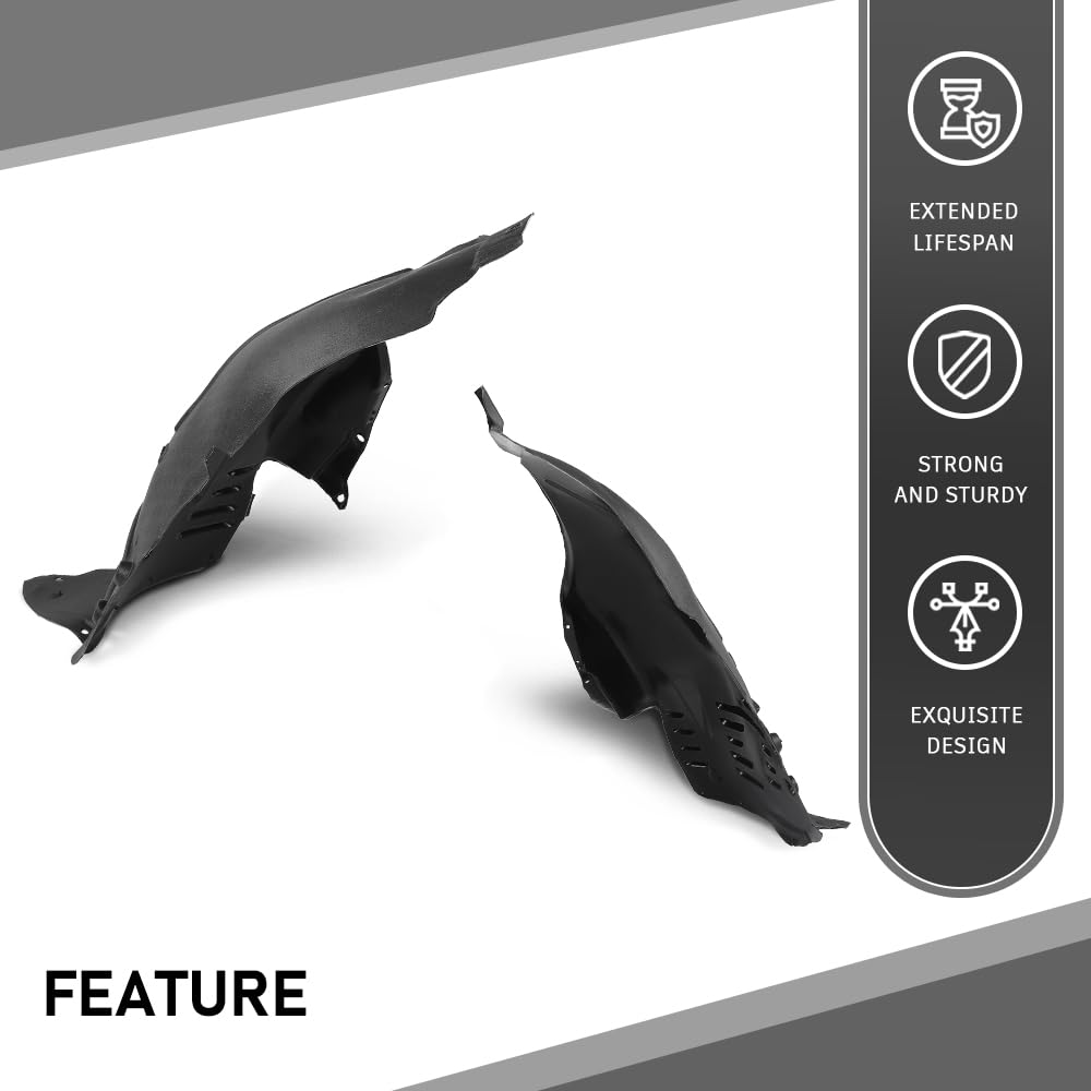 G-PLUS Front Inner Fender Liner Set Compatible with Benz 2007-2011 2216900730, 2216900830, 2216901730, MB1248143, MB1249143 Black