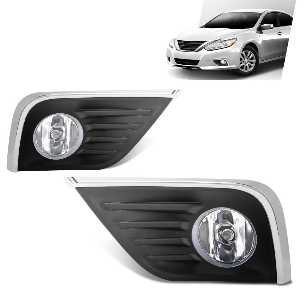 G-PLUS Front Bumper Fog Lights Lamps Assembly Left and Right Side W/Wiring Harness Compatible with Nissan Altima 4-Door 2016-2018 261558990A, 261508990A, 622579HS0B, 622569HS0B Black