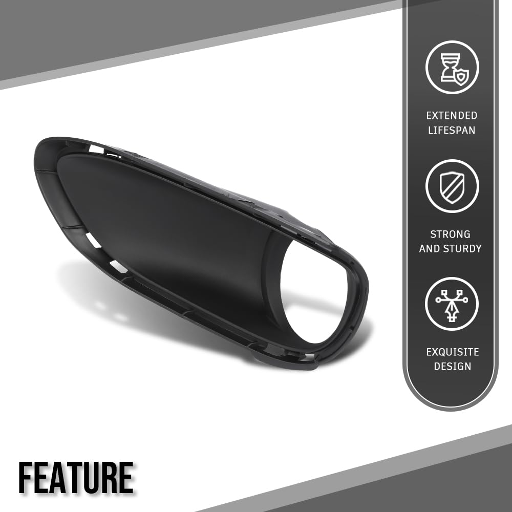 G-PLUS Fog Light Trim Driving Lamp Front Driver Left Side Hand Compatible with Porsche Cayenne Turbo 2011 2012 2013 2014, Fit Porsche Cayenne Turbo S 2013-2014 95850509300, PO1038105 Black