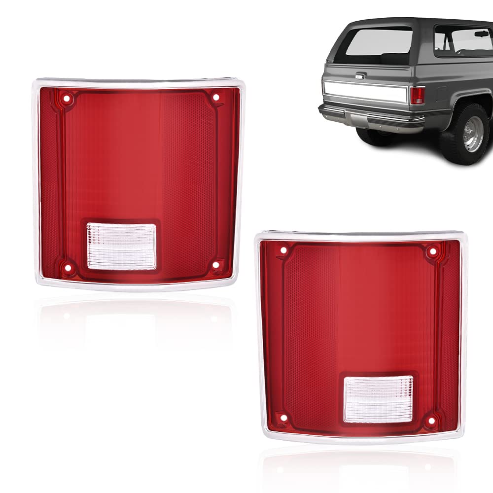 G-PLUS Tail Lights Lens Compatible with Chevy Blazer C10 C20 C30 1975-1986/Fit GMC C15 C1500 C2500 Jimmy 1973-1991 Red Tail Lamps Lens GM2801122,5968329 Luces Traseras Rear Brake Lamps Assembly