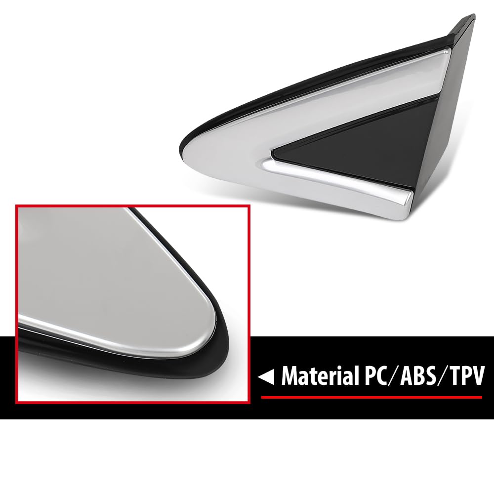 G-PLUS Front Left Side Fender Molding Trim Part Mirror Corner Triangle Trim View Mirror Flag Applique Panel Cover Compatible with Cadillac XTS 2013-2019 22955947 Chrome and Black