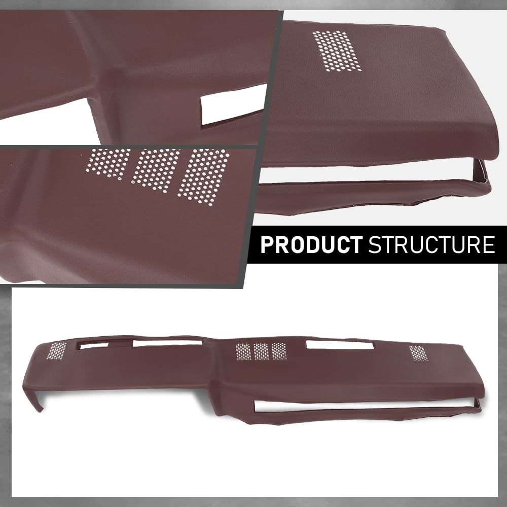 G-PLUS TPE Neutral Dashboard Dash Cover Red Compatible with 1981-1987 Chevy GMC Full Size Pickup/1981-1991 Chevy GMC SUV