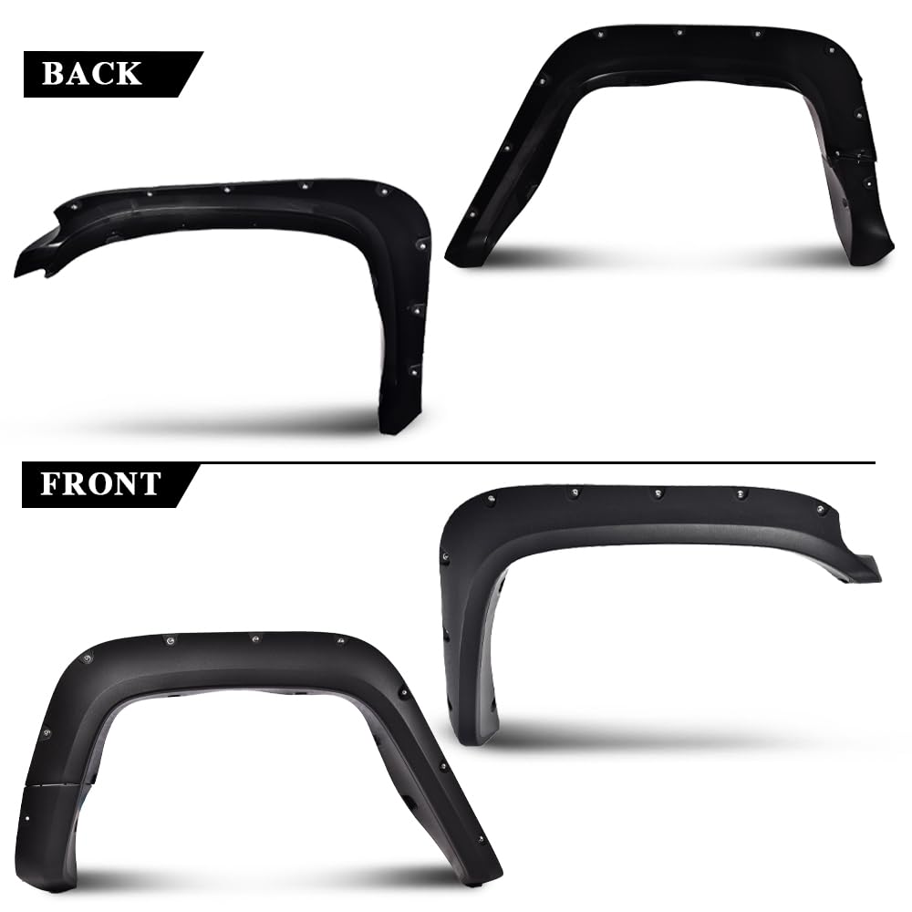 G-PLUS 4PCS Fender Flares Compatible with Toyota FJ Cruiser 2007 2008 2009 2010 2011 2012 2013 2014 Wheel Cover Protector, Textured Pocket Riveted