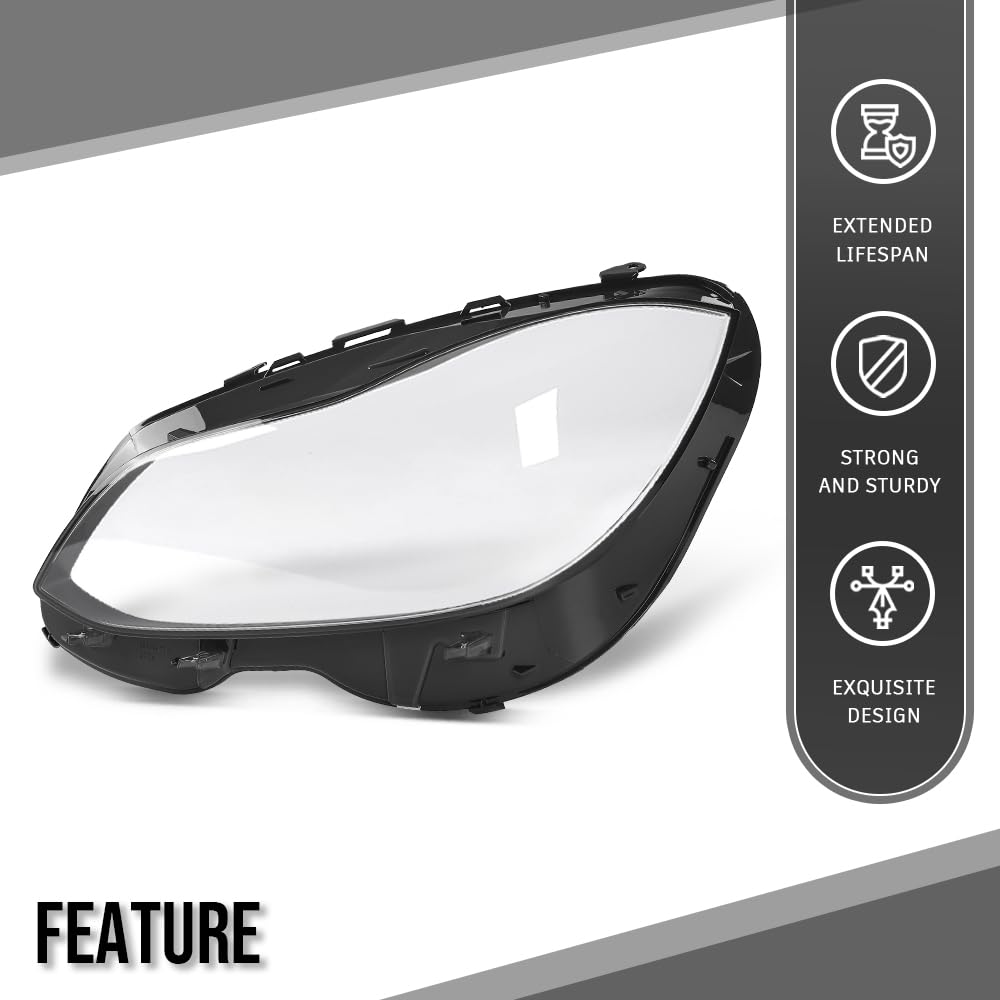 G-PLUS Headlight Lens Cover Compatible with Benz W212 E-Class E350 E550 2014 2015 2016 A2129063303, 2129063303 Left Side Front Headlamp Lens Cover Clear
