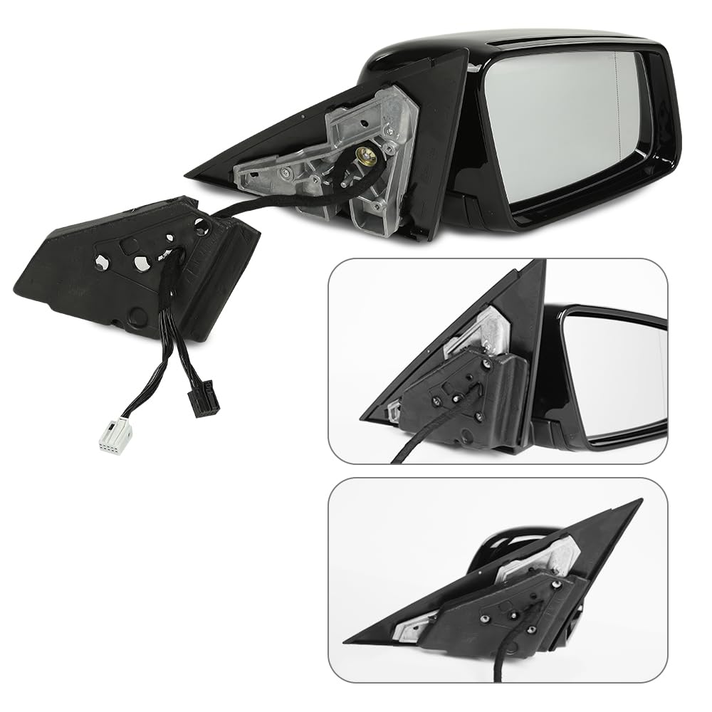 G-PLUS Rear View Mirror Driver and Passenger Side Compatible with Benz C Class W204 C200 C180 C300 2008-2013/Not Fit the Coupe 2048106376 2048106476 Glossy Black