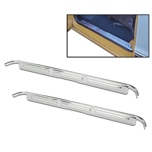G-PLUS Chrome Door Sill Plates 2pcs Compatible with Chevy GMC Truck C10 C20 1967-1972 Car Door Sill Protector Step Scuff Plate w/Hardware Car Door Sill Steps Covers Scratch Pad