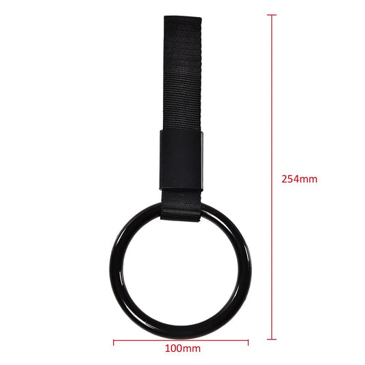 G-PLUS JDM Tsurikawa Ring Round Subway Train Bus Car Handle Hand Straps Drift Charm, Rear Bumper Warning Ring (Black)