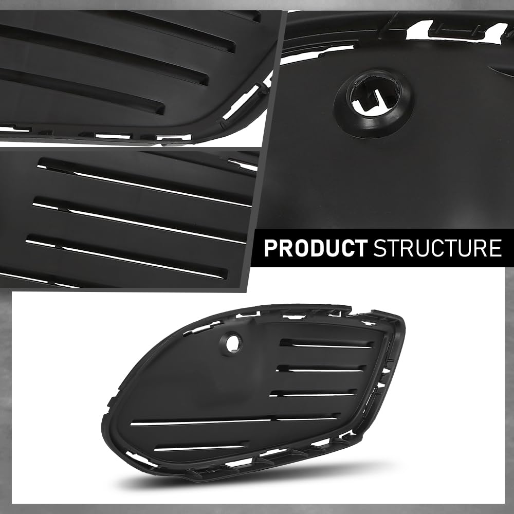 G-PLUS Front Bumper Fog Grille Cover Compatible with Benz C-Class W205 2015-2018,Fit Benz C300 (4Matic, Base) 2015-2018 2058854123, 2058854023