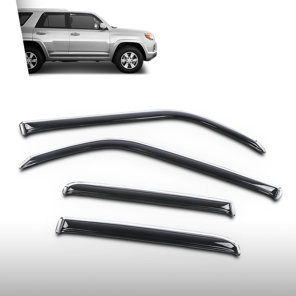 G-PLUS in-Channel Window Visors Rain Guards Side Wind Deflector Compatible with Toyota 4Runner 2010-2024 Smoke