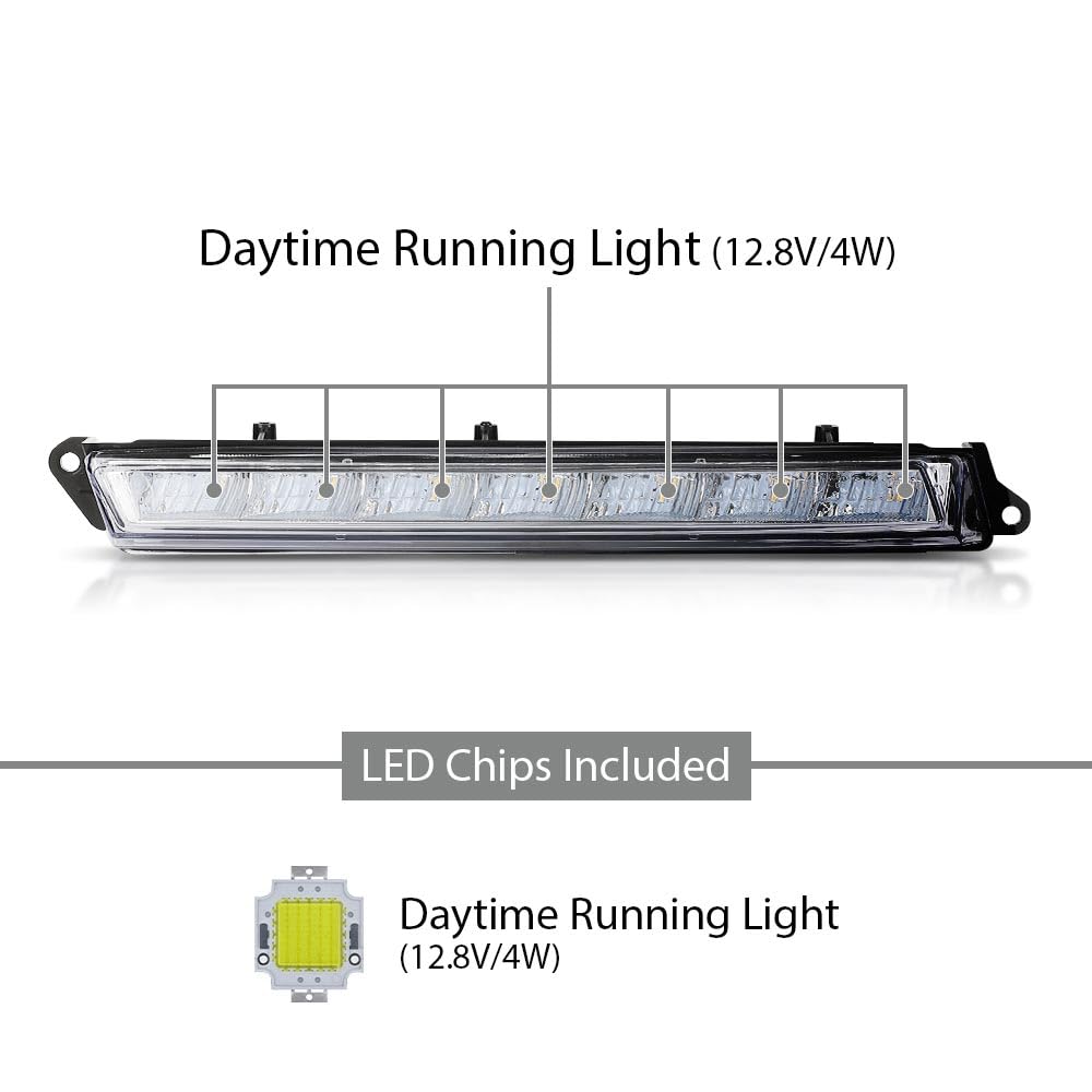 G-PLUS Left LED DRL Daytime Running Fog Light, Compatible with Benz GL-Class X164 GL320 GL350 GL450 GL550 ML63 X166 2007-2013, Driver Side, 1649060351