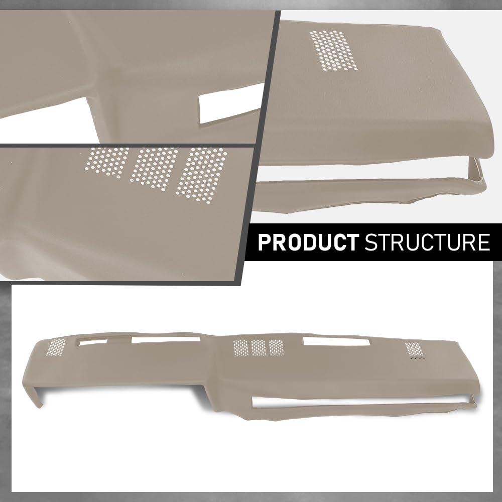 G-PLUS TPE Dashboard Dash Cover Cap w/Adhesive Compatible with Chevy GMC Full Size Pickup 1981-1987/ Chevy GMC SUV 1981-1991 Dash Board Overlay 18601NTL Beige
