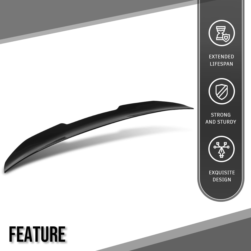 G-PLUS Rear Trunk Spoiler Wing Compatible with BMW 4-Series F32 2 Door Coupe 428i 435i 440i 2012 2013 2014 2015 2016 2017 2018 2019 2020 Rear Spoiler Wing Glossy Black