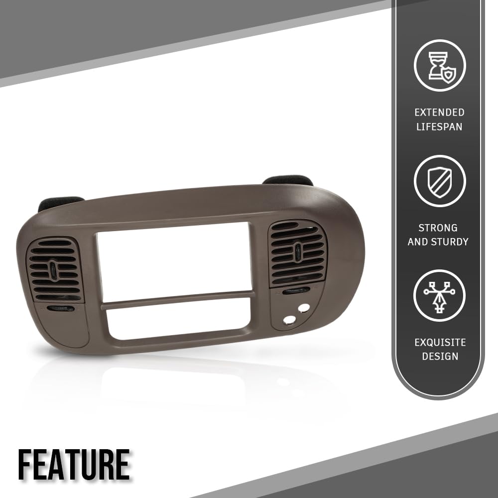 G-PLUS Center Dash Radio Bezel Compatible with Ford F150 Expedition 1997-2003 Brown Dashboard Cover