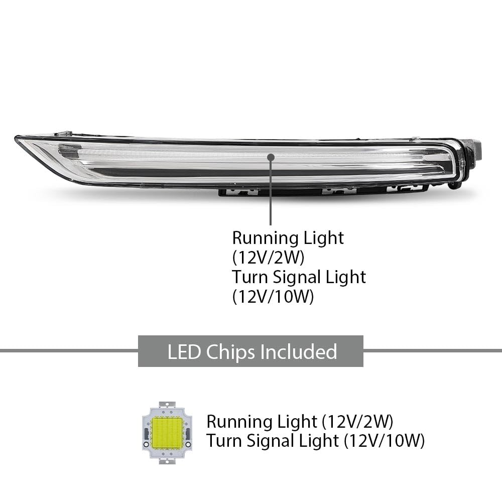 G-PLUS Pair LED Fog Lamps DRL Daytime Running Lights, Compatible with Porsche Cayenne 958 2015-2017, LH Driver RH Passenger 2PCS, 95863118130, 95863118230