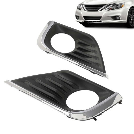 G-PLUS Pair Front Bumper Fog Light Lamp Bezel Covers w/Chrome Trim Compatible with 2016 2017 2018 Nissan Altima 62256-9HS0B+62257-9HS0B NI1038141+NI1039141