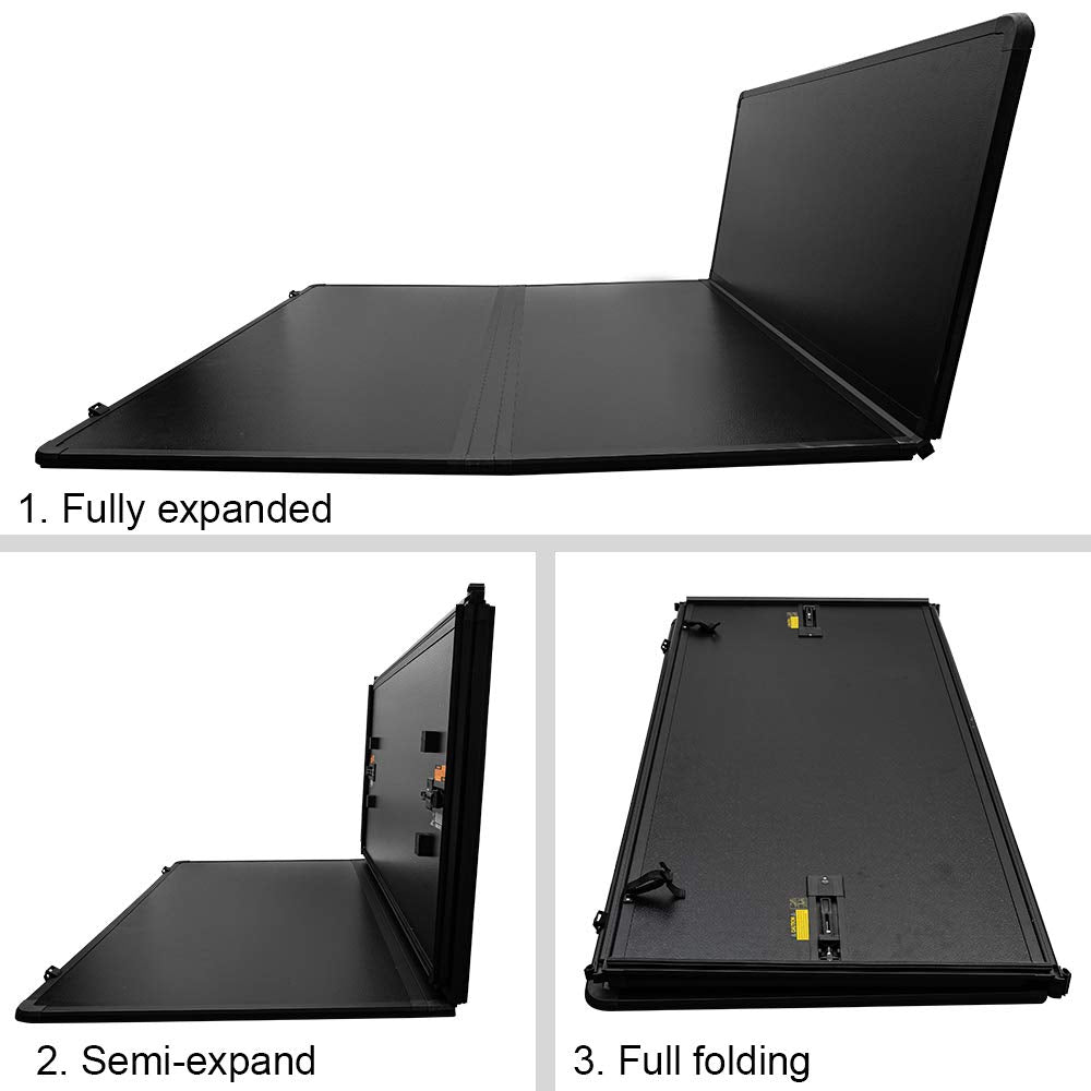 G-PLUS Hard Tri-Fold Truck Tonneau Cover Folding Truck Top Coverscompatible with Toyota Tundra 2007-2013 8' feet Long Bed